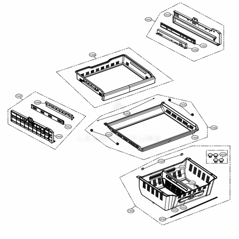 Freezer Parts Diagram and Parts List for LMXS30776S ASTCNA1 LG Refrigerator
