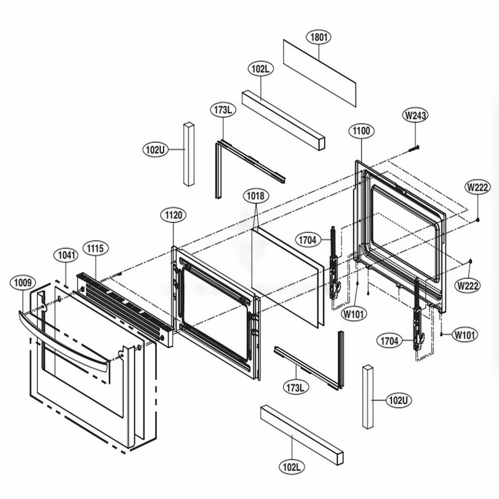 Lower Door Parts Diagram and Parts List for LDG4315ST ASTELGA LG Range