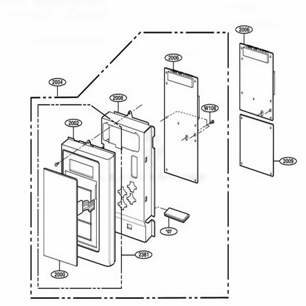 Controller Parts Diagram and Parts List for MMV5165AAB CB1EMTG LG Wall Oven