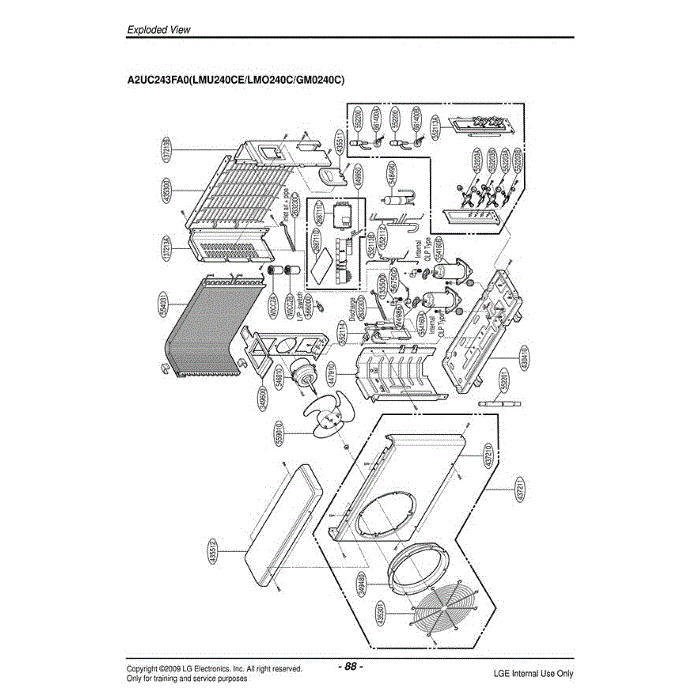 Section Diagram and Parts List for LMU240CEAWGAEUS AWGAEUS LG Air Conditioner