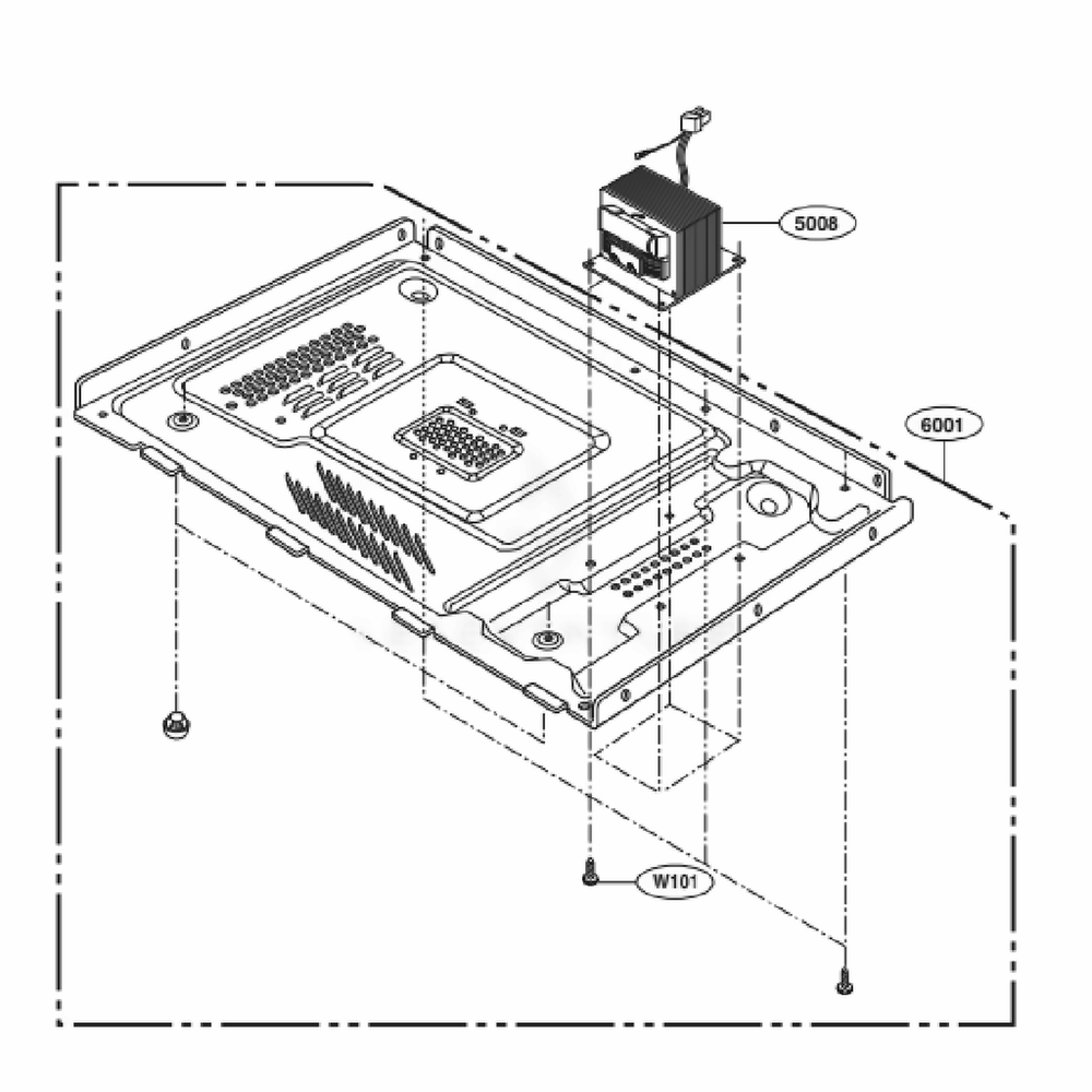 Base Plate Part Diagram and Parts List for LCRT1513ST CSSELGA LG Microwave