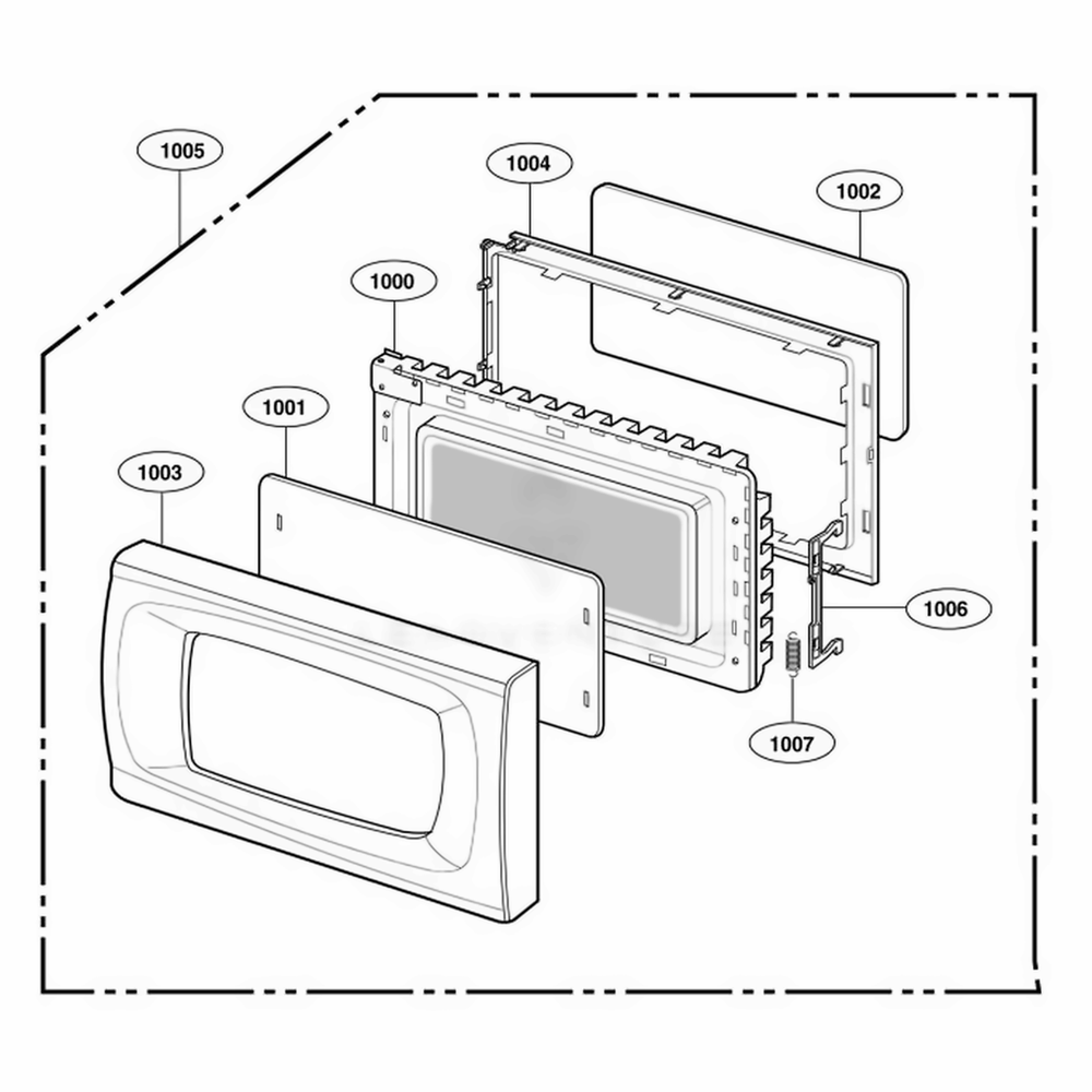 Door Parts Diagram and Parts List for 65002401 CW1ESEA LG Range