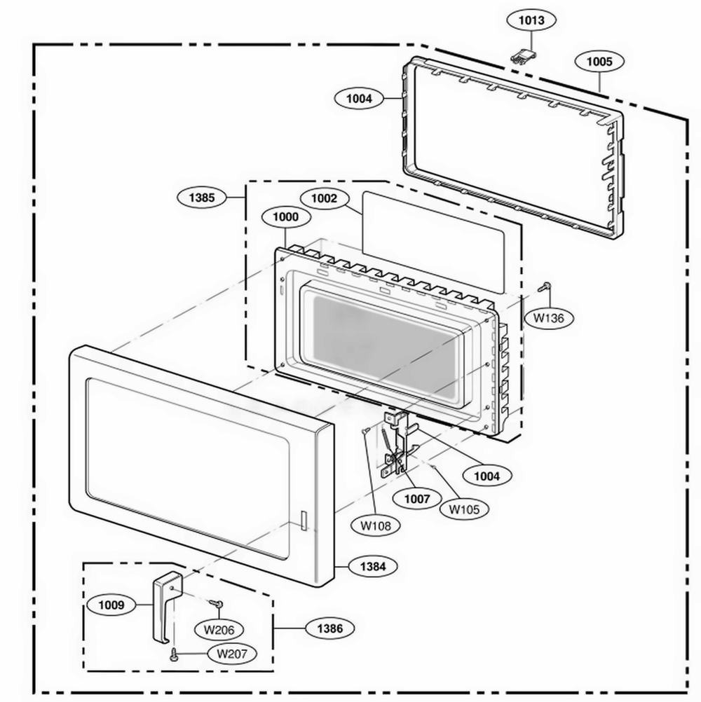 Door Parts Diagram and Parts List for UCS11MA AGR7MTR LG Range