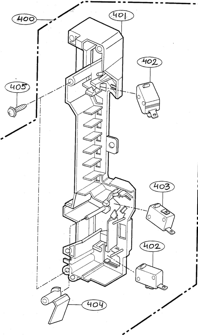 Latch Board Parts Diagram and Parts List for MV-1735B  LG Microwave