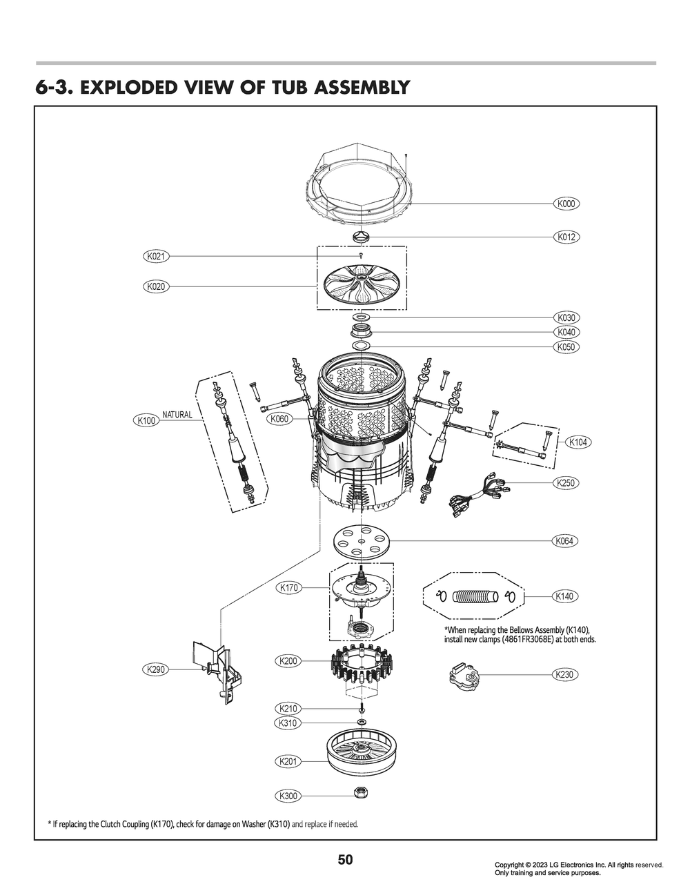 Tub Assembly Diagram and Parts List for T1789EFH5U ASSEUUS LG Washer