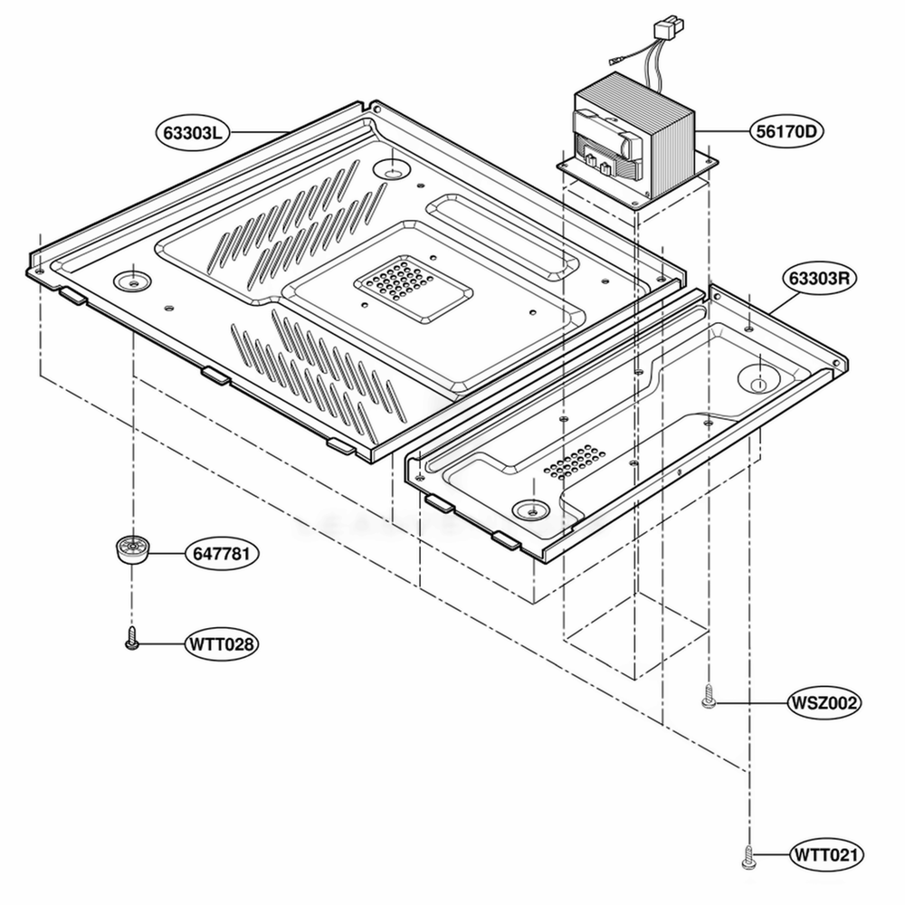Base Plate Parts Diagram and Parts List for MA1103W MWEGSE LG Range