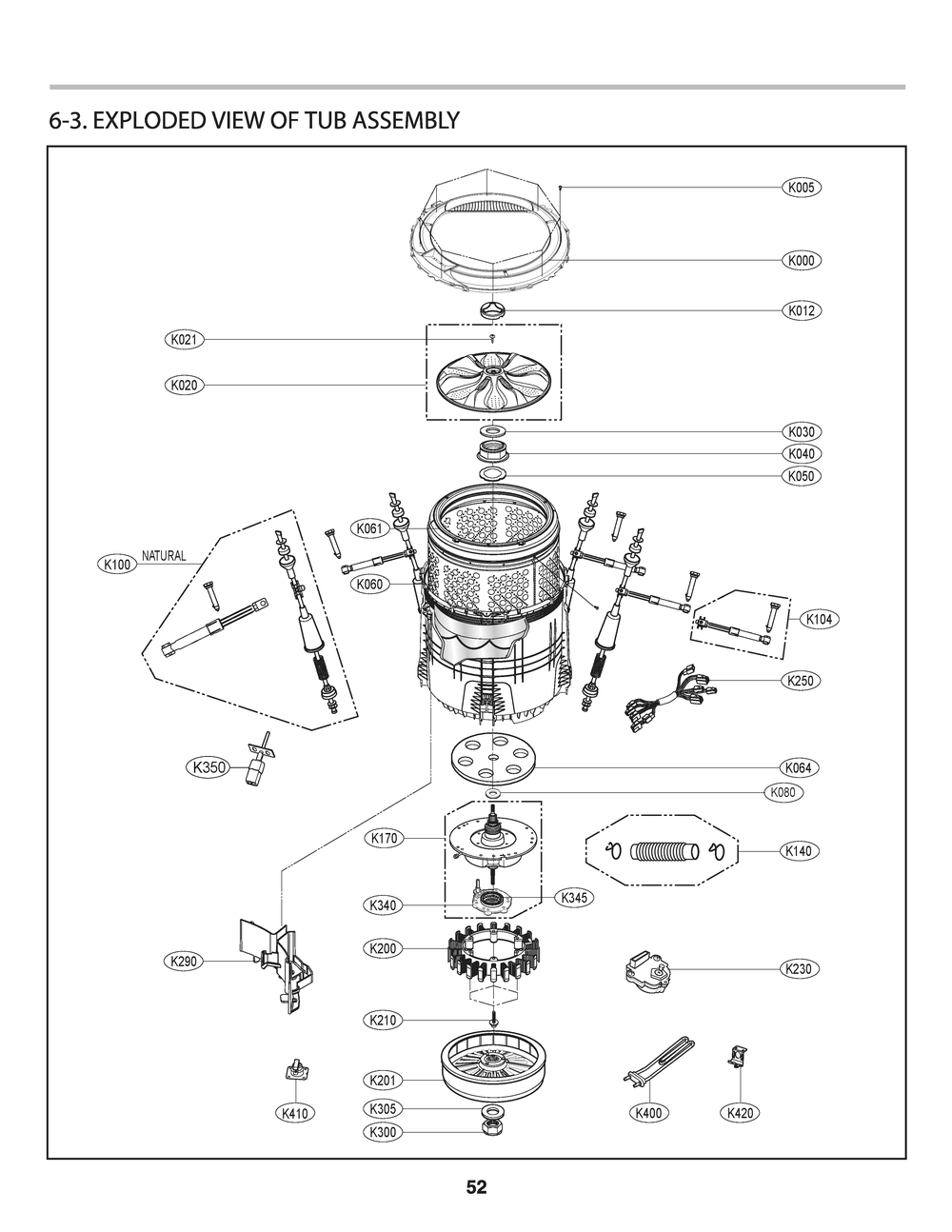 Tub Assembly Diagram and Parts List for T1776HDFST ABWETEU LG Washer