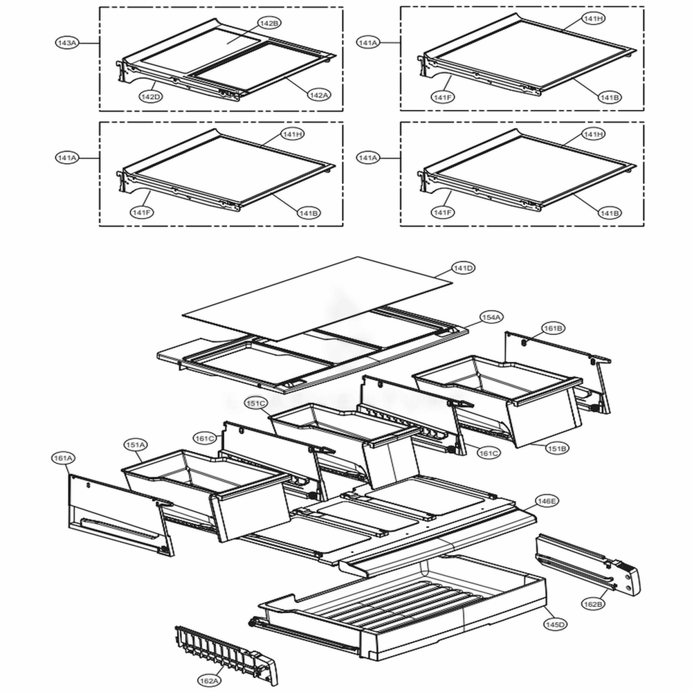 Refrigerator Parts Diagram and Parts List for LFXC24726S ASTCNA2 LG Refrigerator