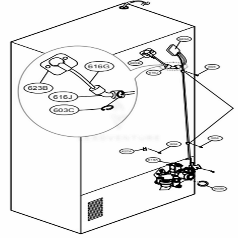 Valve And Water Tube Parts Diagram and Parts List for 74053 ASTCSE1 LG Refrigerator