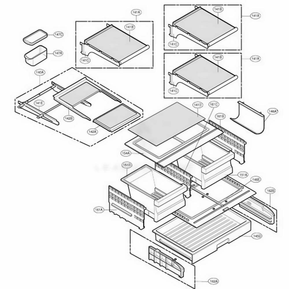 Refrigerator Parts Diagram and Parts List for 78739 AWB1SER LG Refrigerator
