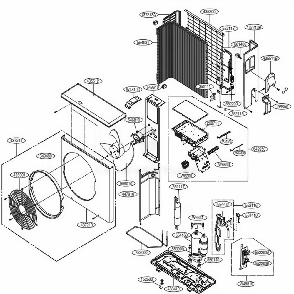 Outdoor Unit Diagram and Parts List for LAU240HYV1 AWHBEUS LG Air Conditioner