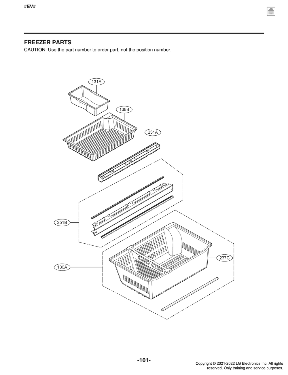 Freezer Parts Diagram and Parts List for GR-L28ANKXM ASBCNAA LG Refrigerator