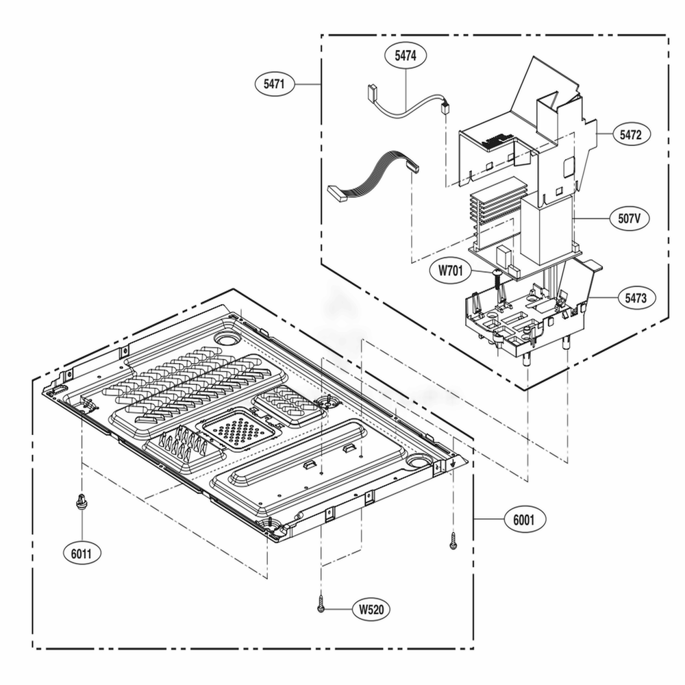 Base Plate Parts Diagram and Parts List for LMC1375SB CBKELNA LG Wall Oven