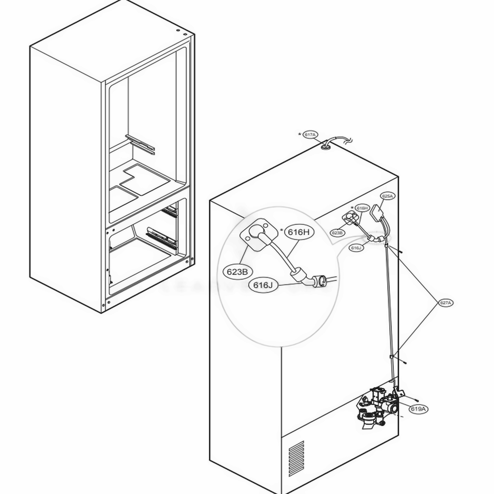 Valve And Water Tube Parts Diagram and Parts List for LMXS28626D ASBCNA4 LG Refrigerator