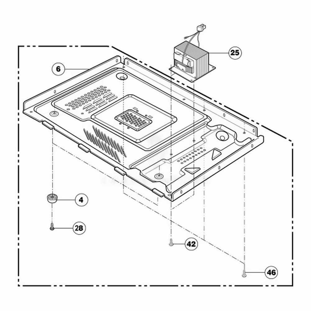 Base Plate Parts Diagram and Parts List for NNS723WL KWHEMAT LG Range