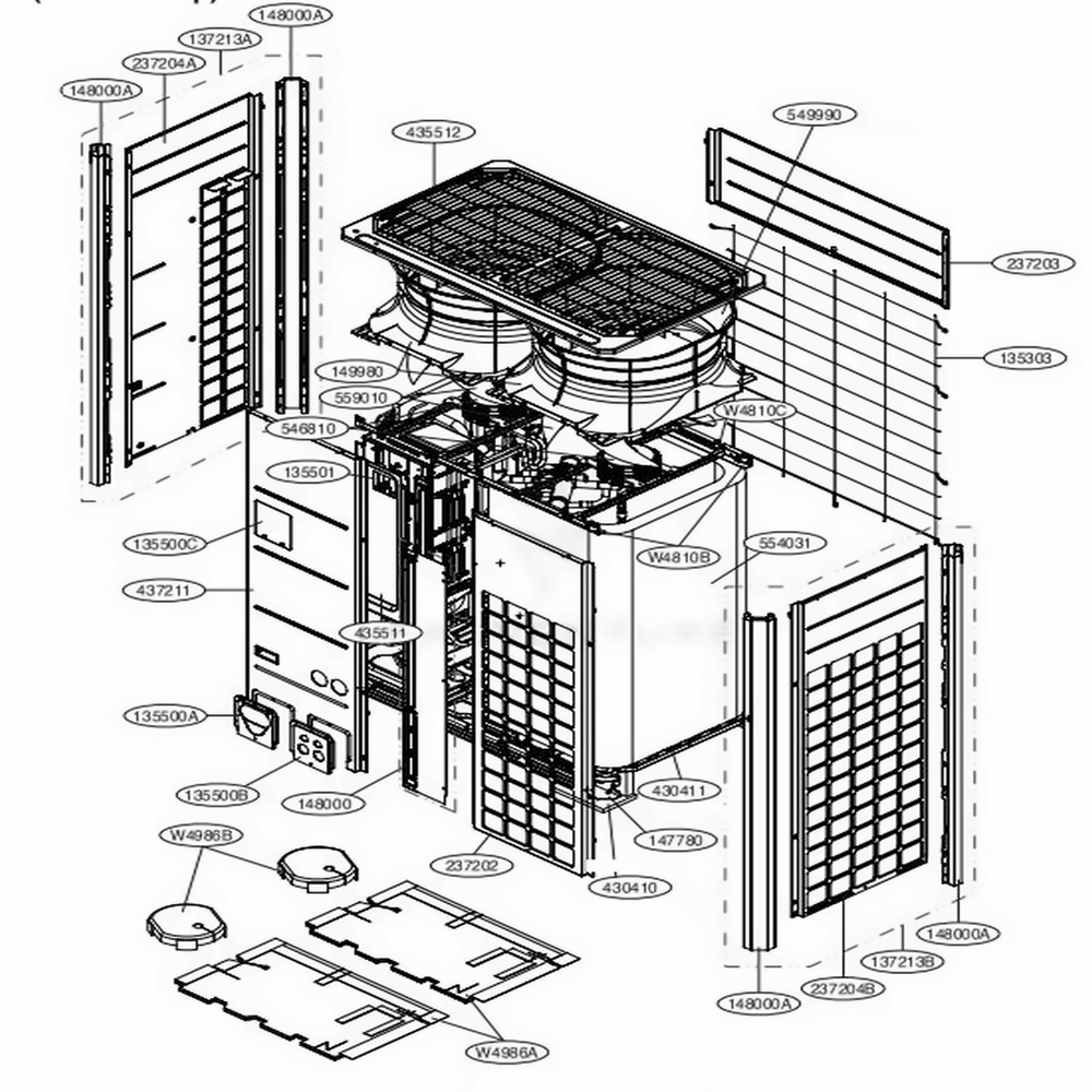 Main 2 Diagram and Parts List for ARUM241BTE5 AWGBLUS LG Air Conditioner