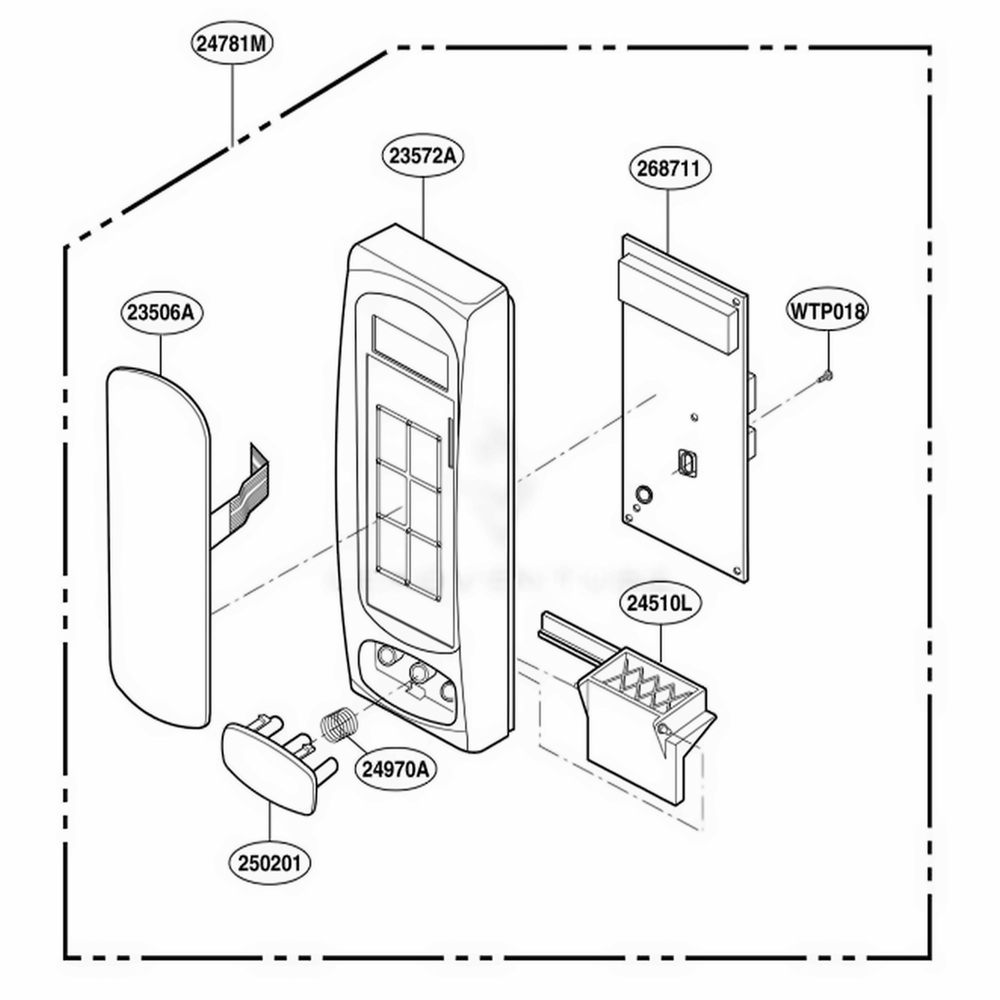 Controller Parts Diagram and Parts List for LRM1250W CW1ELGA LG Wall Oven