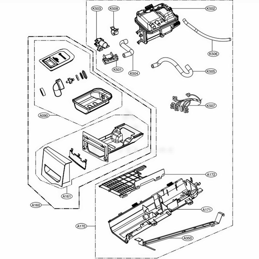 Panel Drawer Assembly And Guide Assembly Diagram and Parts List for LSDG389VS ASSEEUS LG Dryer