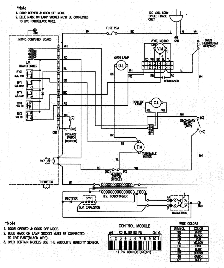 Wiring Diagram Diagram and Parts List for MV-1526W  LG Microwave