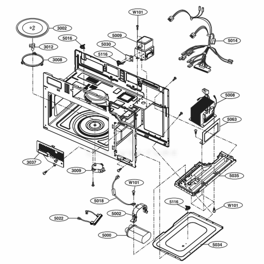 Interior Parts 1 Diagram and Parts List for LMV1763ST CSBELNA LG Range
