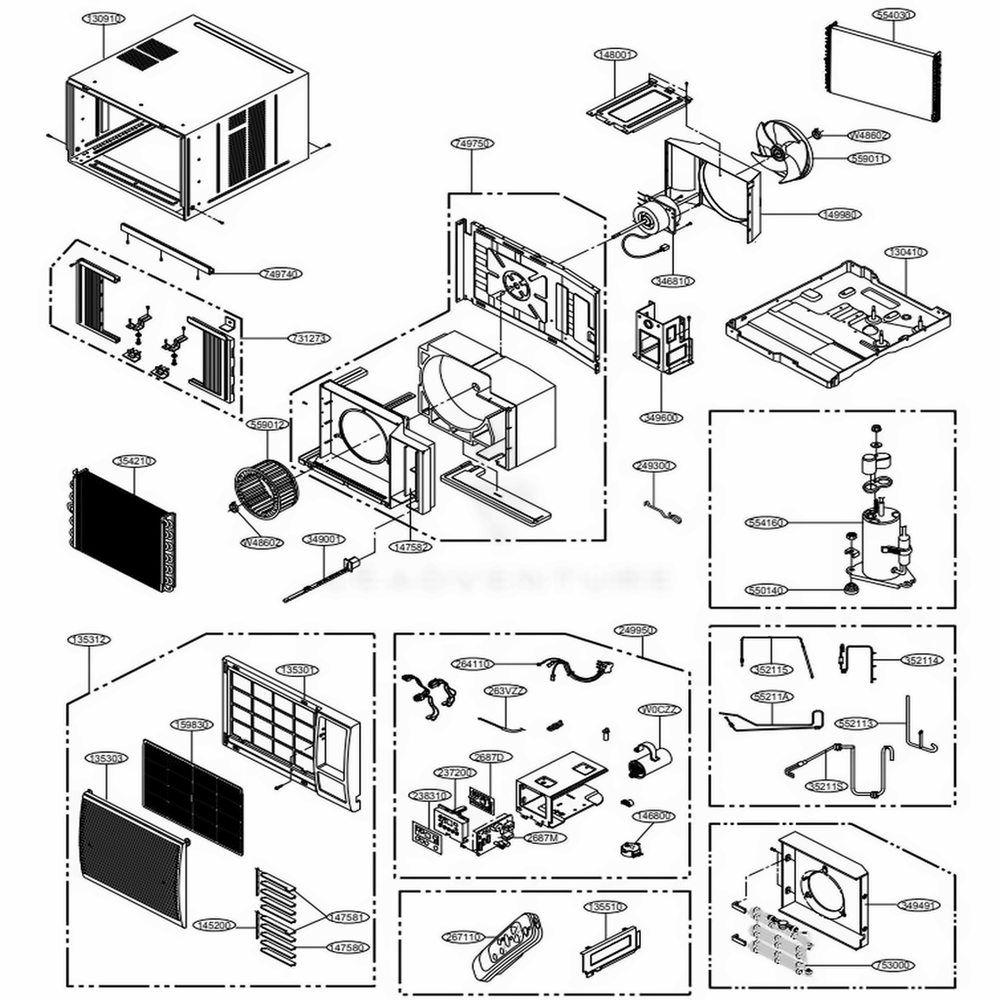 Main Diagram and Parts List for LW2416HR ASWAUSH LG Air Conditioner