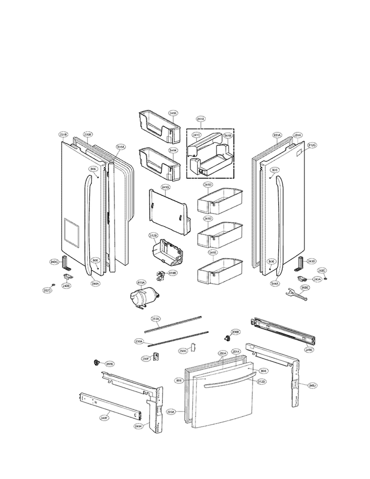 Door Parts Diagram and Parts List for LFX28979ST 05 LG Refrigerator