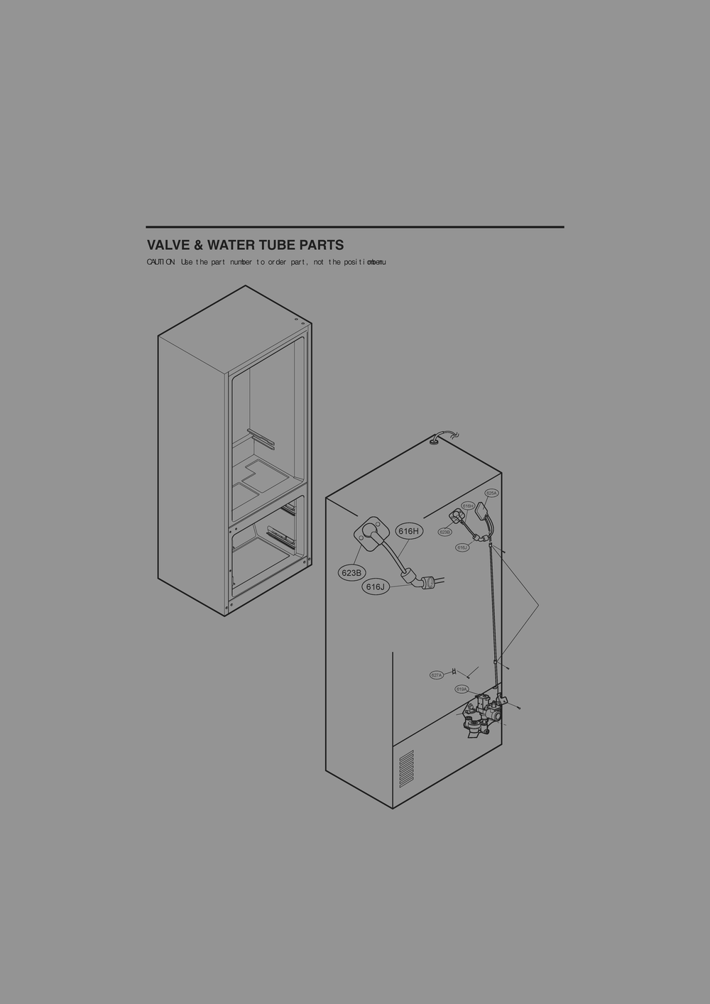 Valve And Water Tube Parts Diagram and Parts List for GR-L28ANKJM ASBCSE0 LG Refrigerator