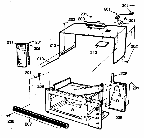 Cabinet Parts Diagram and Parts List for 7218815180  Kenmore Microwave