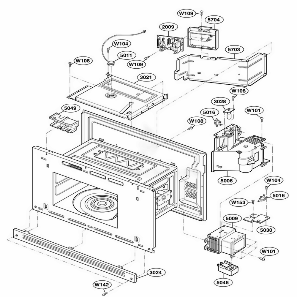 Interior Parts 1 Diagram and Parts List for JMC8127DDB ABKEJEN LG Range