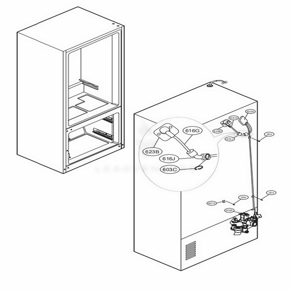Valve And Water Tube Parts Diagram and Parts List for UPFXC2466S ASTCNA0 LG Refrigerator