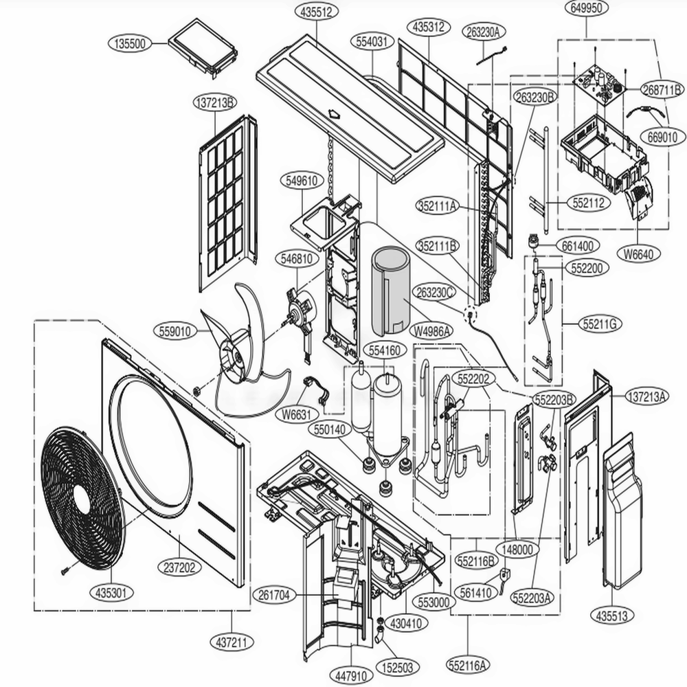 Outdoor Unit Diagram and Parts List for LAU120HSV2 AMRBEUS LG Air Conditioner