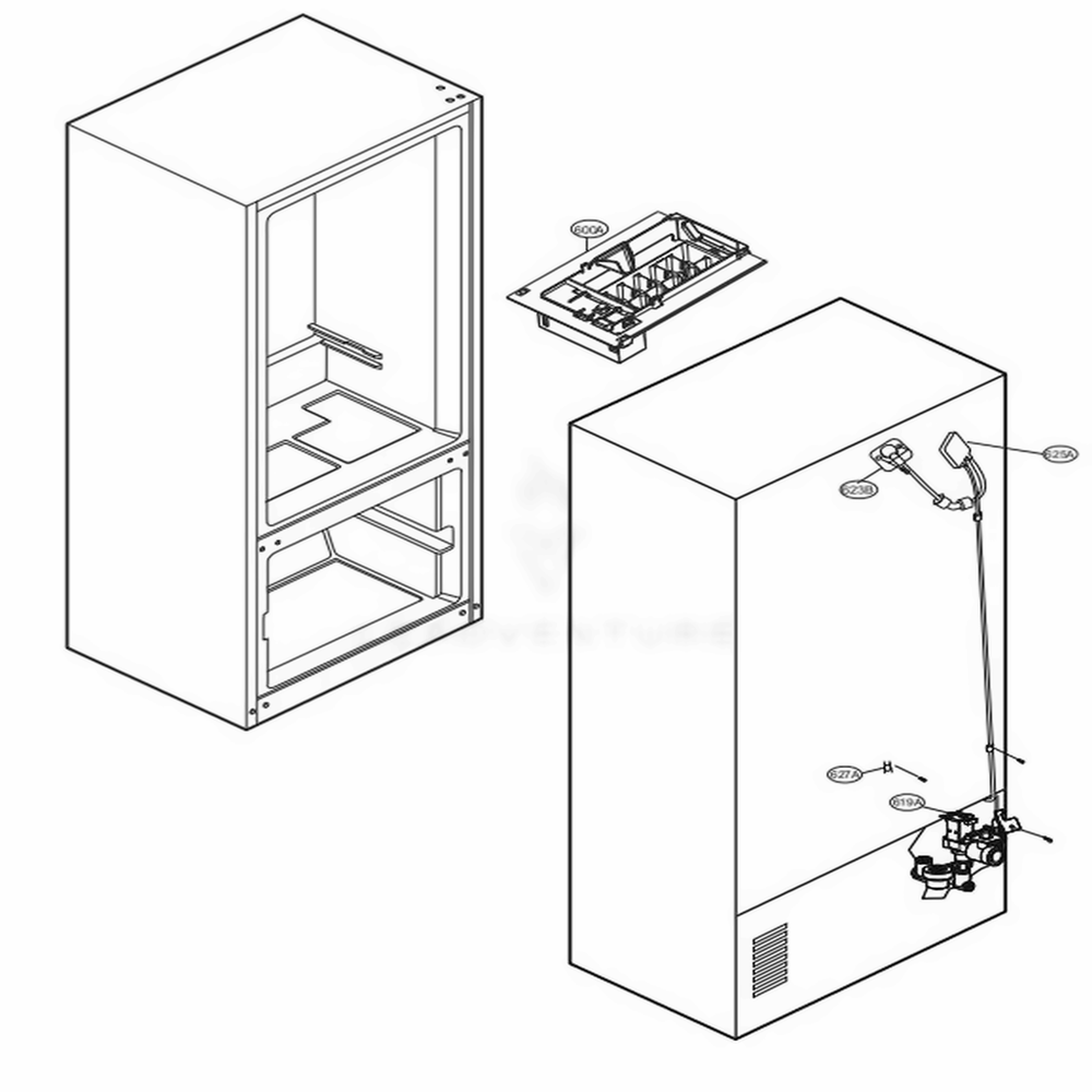 Icemaker Parts Diagram and Parts List for LRDCS2603D ASBCNA0 LG Refrigerator