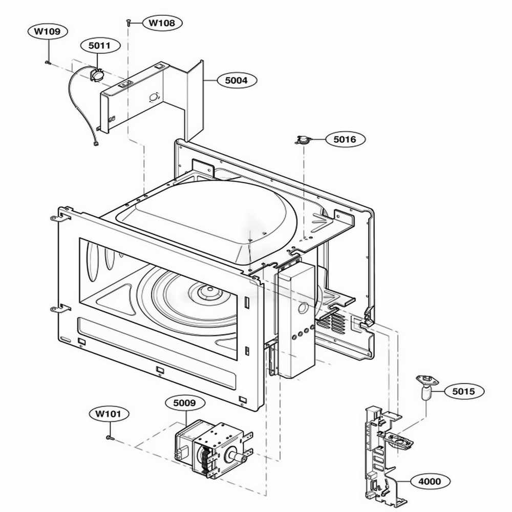 Oven Interior Parts Diagram and Parts List for 62365 ASLESEA LG Range