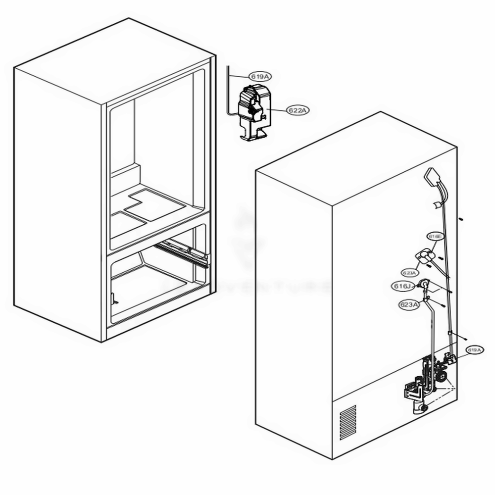 Valve And Water Tube Parts Diagram and Parts List for LMWC23626S ASTCNA0 LG Refrigerator