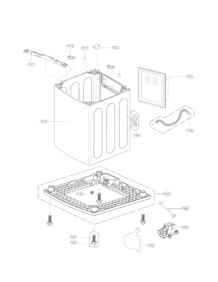 Outer Cover Parts Diagram and Parts List for WT5680HVA  LG Washer