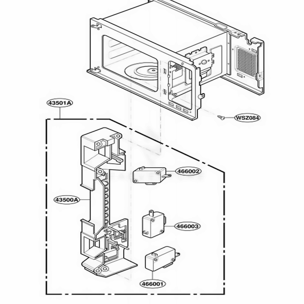 Latch Board Parts Diagram and Parts List for MT1100SHB0 ABKEWRP LG Range