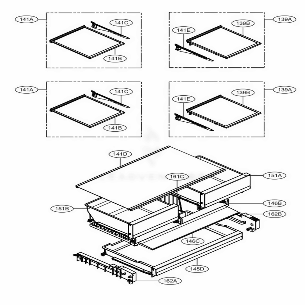 Refrigerator Parts Diagram and Parts List for LFCS27596S ASTCNA4 LG Refrigerator
