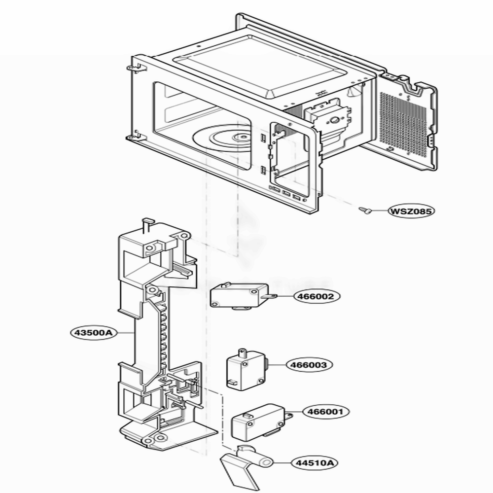 Latch Board Parts Diagram and Parts List for NNS432BL KBKEMAT LG Range