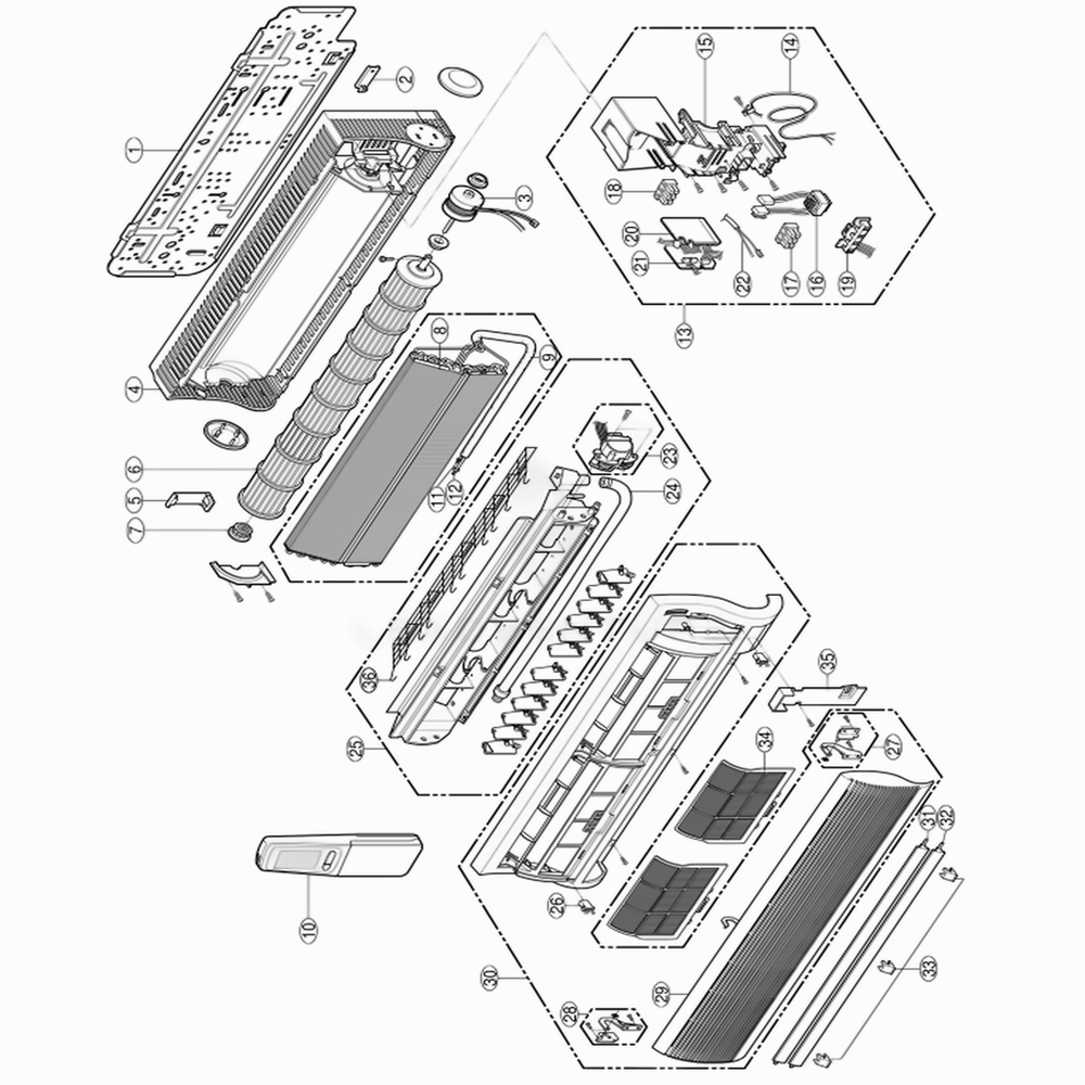 Indoor Unit Diagram and Parts List for LSC1260HM WYZGEC LG Air Conditioner