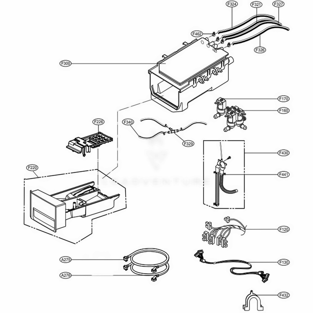 Dispenser Assembly Diagram and Parts List for GCWP1069QD ABWEELC LG Washer