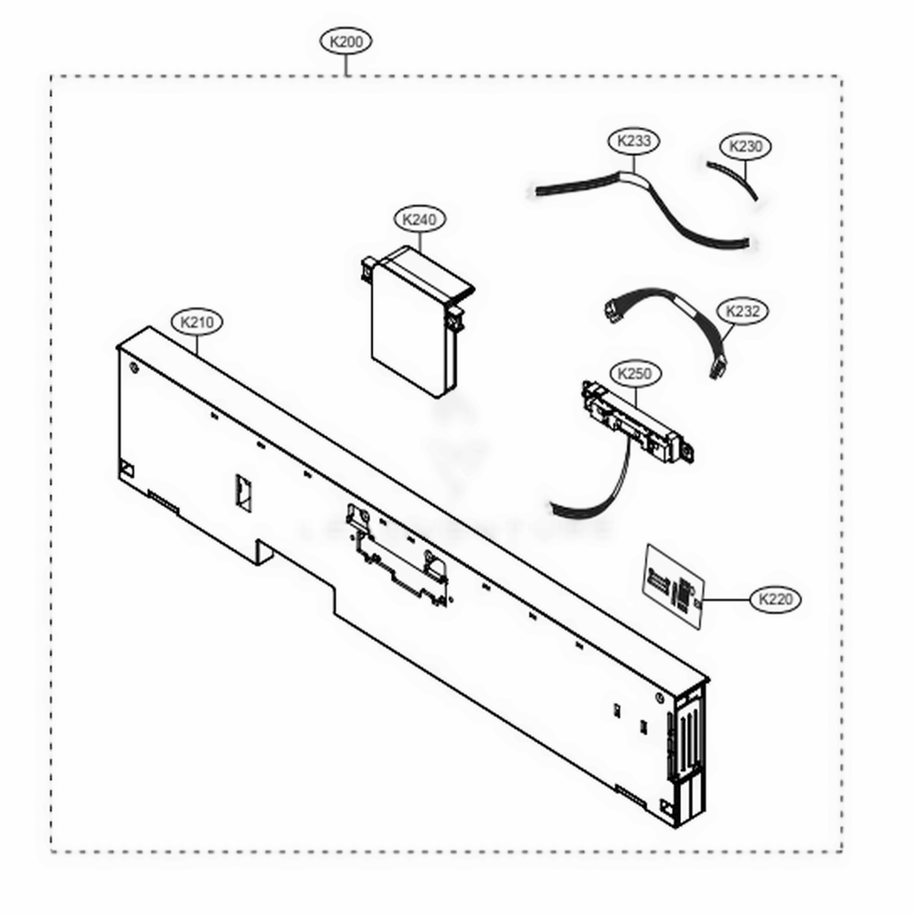 Panel Assembly Diagram and Parts List for 14305 ASSESEU LG Dishwasher