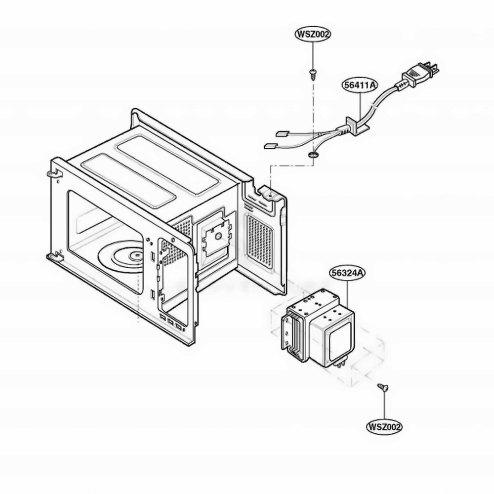 Interior Parts Diagram and Parts List for MA1305W MWEGSE LG Range