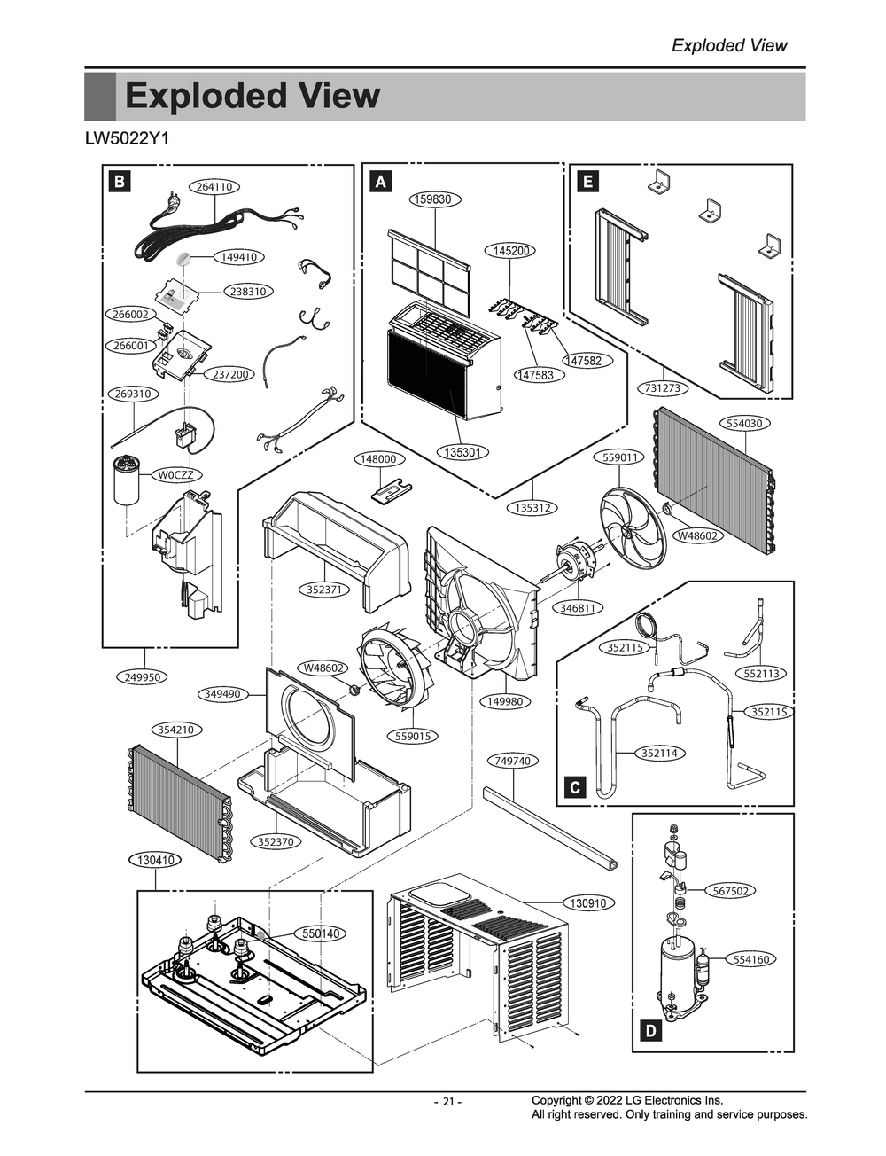 Diagram 1 Diagram and Parts List for LW5022 AT1AHDP LG Air Conditioner