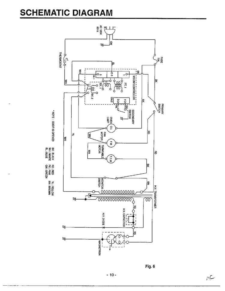 Schematic Diagram Diagram and Parts List for MA-682M  LG Microwave