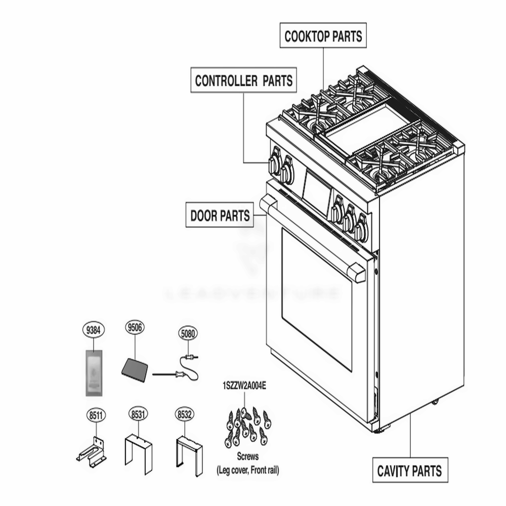 Main Diagram and Parts List for SKSDR360GS ASTLSGN LG Range