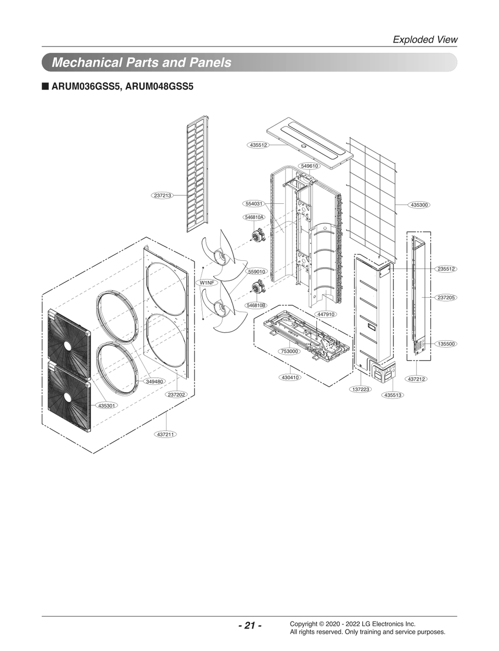 Diagram 2 Diagram and Parts List for ARUM036GSS5 EWGBLUS LG Air Conditioner