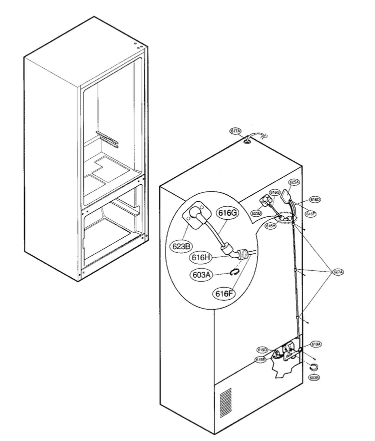 Ice/maker Parts Diagram and Parts List for LFX25950SB 00 LG Refrigerator