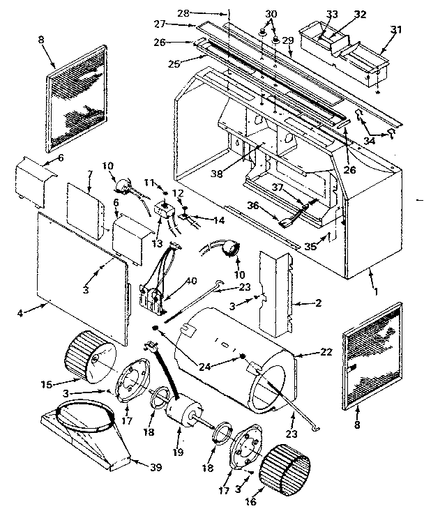 Range Hood Diagram and Parts List for 2335547911  Kenmore Range Hood