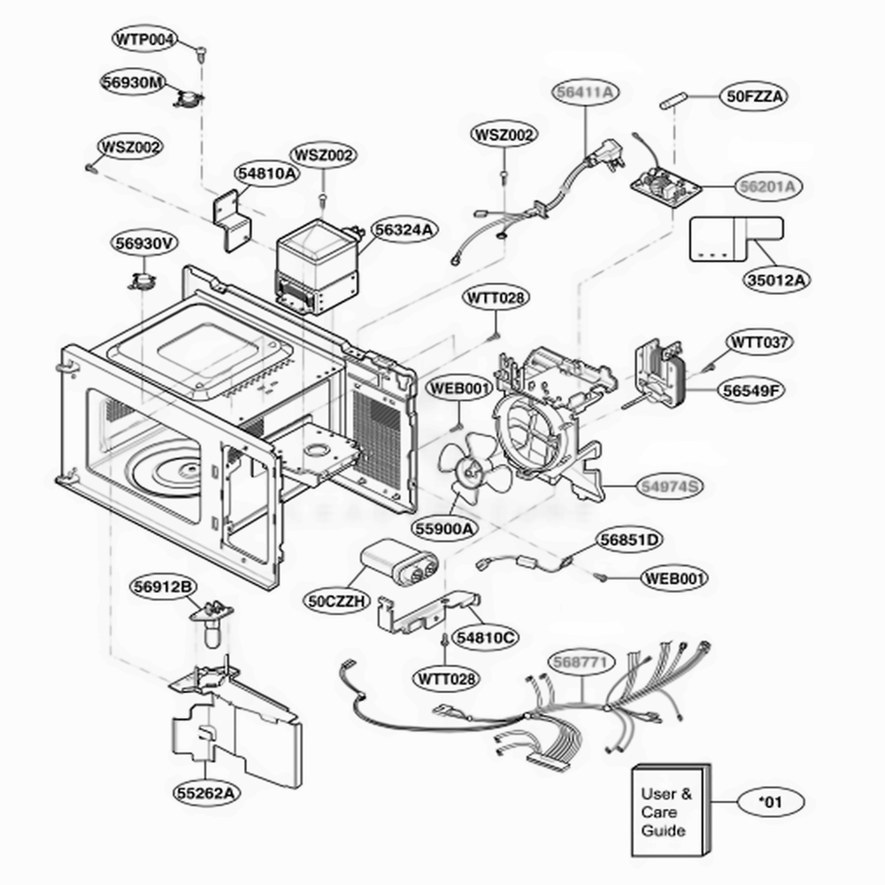 Interior Parts 2 Diagram and Parts List for JES638BH CBKEGEU LG Range