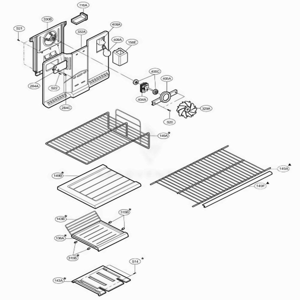 Freezer Parts Diagram and Parts List for 73966 ATICSEA LG Refrigerator